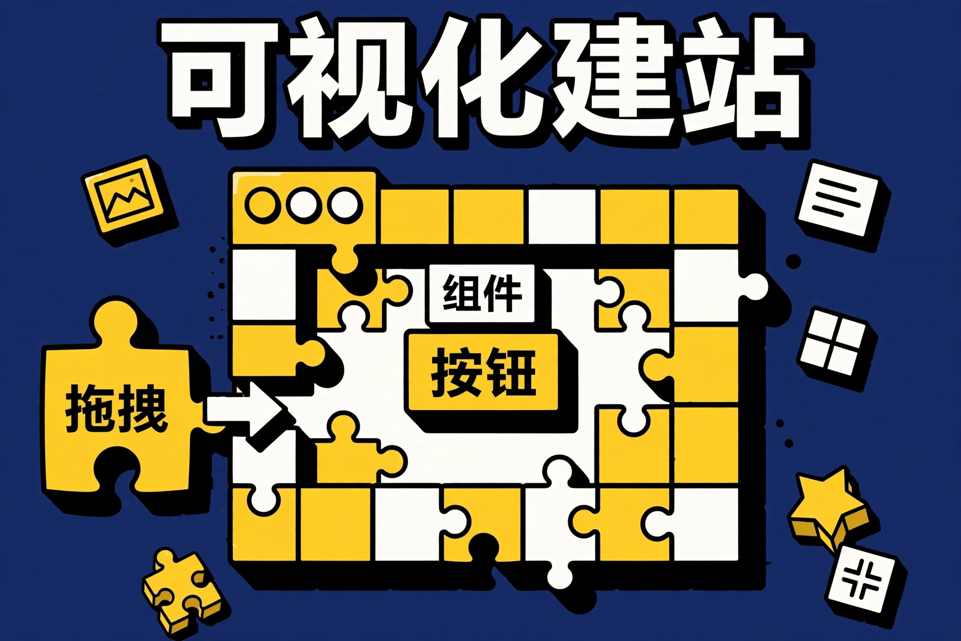 建站能力：拖拽编辑、AI 生成、模板库